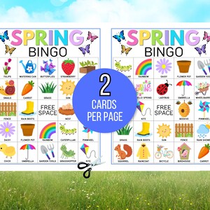 Spring Bingo, 60 Printable Spring Bingo Cards, Spring Party Game, Spring Activity, Spring Game, Springtime Game, Easter Bingo, Easter Game