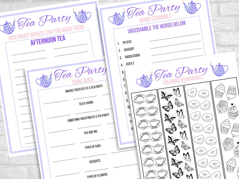 Tea Party Games Printable Tea Party Activities Girls Tea - Etsy