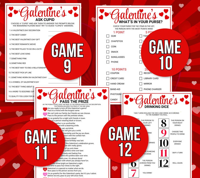 Galentines Games, 40 Printable Galentines Games, Galentine's Activities, Galentine's Party Games, Galentines Game Bundle, Adult Galentines
