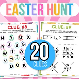 Indoor Easter Treasure Hunt For Teens, Easter Scavenger Hunt, Treasure Hunt Easter Clues, Teens Easter Escape Room Puzzles, Easter Hunt