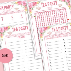 Tea Party Games Printable Bundle, Tea Party Activities, Ladies Tea ...
