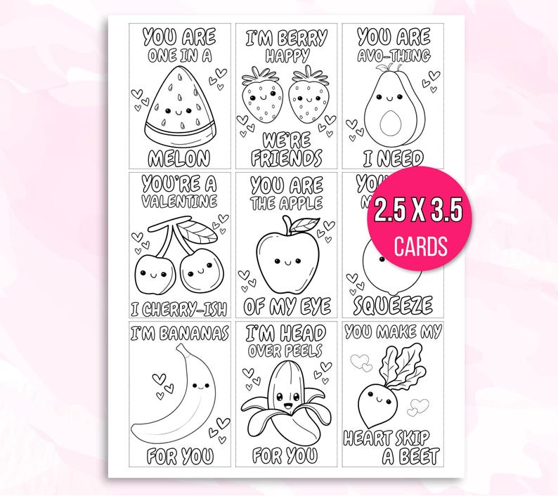 Valentines Coloring Cards, Valentines Day Valentine Cards, Valentine's Cards for Kids, Classroom Valentine Activity, Printable Valentines