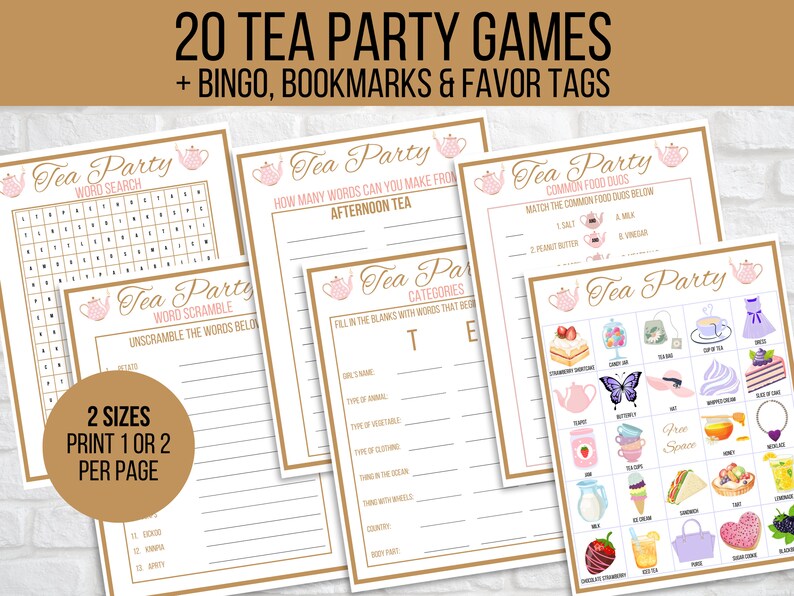 Tea Party Games Printable Tea Party Activities Girls Tea - Etsy