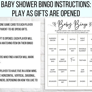 60 Baby Shower Bingo Cards, Unique Prefilled Baby Bingo Game Cards, Baby Gift Bingo Cards, Baby Shower Bingo Game, Minimalist Baby Bingo image 5