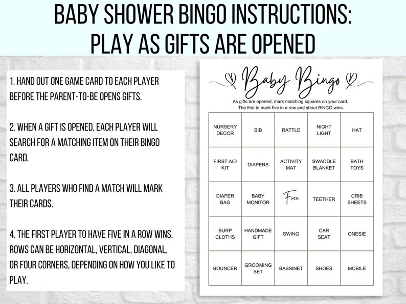 60 Baby Shower Bingo Cards, Unique Prefilled Baby Bingo Game Cards, Baby Gift Bingo Cards, Baby Shower Bingo Game, Minimalist Baby Bingo image 5
