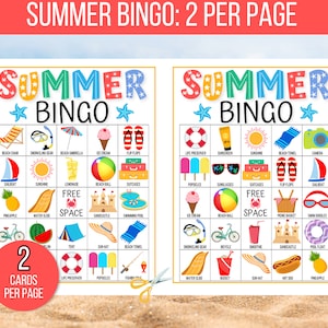 Summer Bingo, 30 Summer Bingo Cards, Summer Game, Summer Activity, Kid's Printable Bingo, Summer Bingo Game for Kids, Summer Vacation Bingo image 4