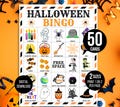 Halloween Bingo, 50 Halloween Bingo Cards, Halloween Games, Kids Halloween Party Game, Halloween Classroom Activity, Cute Halloween Activity