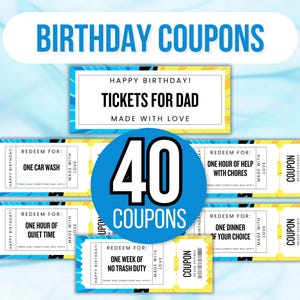 Libro dei coupon di compleanno, coupon di compleanno per papà, coupon di compleanno modificabili, regalo di compleanno, regalo di compleanno fai da te per papà, coupon per papà, regali