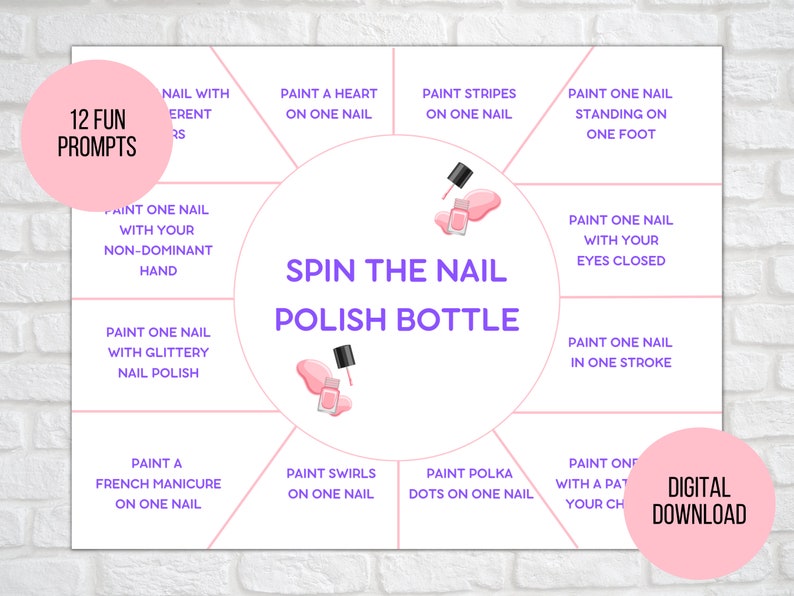 Spin the Nail Polish Bottle Printable Game Girls Party Game Etsy