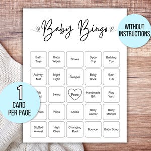 100 Baby Shower Bingo Cards, Unique Prefilled Baby Bingo Game Cards, Baby Gift Bingo Cards, Baby Shower Bingo Game, Minimalist Baby Bingo