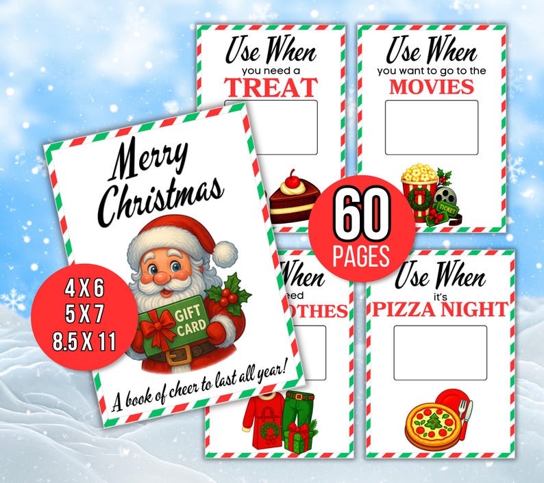 Christmas Gift Card Book, Printable Gift Card Book, Christmas Card Holder, Christmas College Care Package Kit, Personalized Gift Card Holder