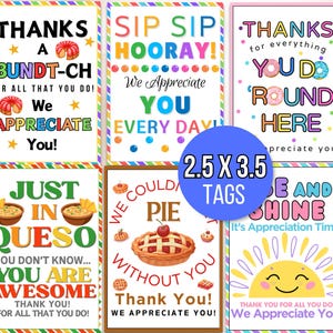 Appreciation Tags, Employee Appreciation Tags, Staff Appreciation Tags, Appreciation Food Tags Bundle, Appreciation Week Tags, Thank You Tag