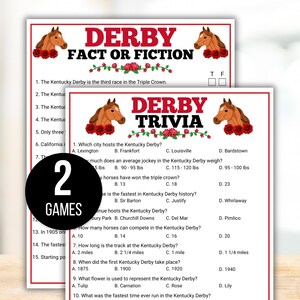 Kentucky Derby Trivia Game, Kentucky Derby Game, Kentucky Derby Trivia Games, Kentucky Derby Party Game, Kentucky Derby Fact or Fiction
