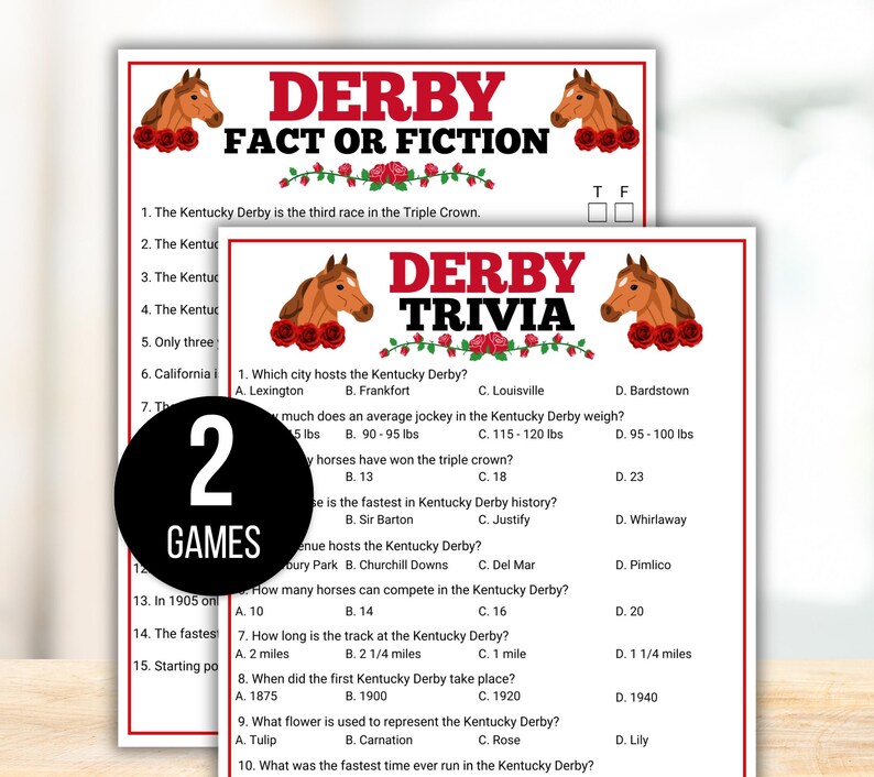 Kentucky Derby Trivia Game, Kentucky Derby Game, Kentucky Derby Trivia Games, Kentucky Derby Party Game, Kentucky Derby Fact or Fiction