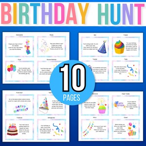 Indoor Birthday Treasure Hunt, Indoor Birthday Scavenger Hunt, 40 Treasure Hunt Birthday Clues, Kids Treasure Hunt Clues, Birthday Printable