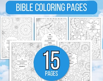 15 pagine da colorare con versetti biblici, pagine da colorare bibliche, libro da colorare cristiano, fogli da colorare cristiani, pagine da colorare religiose, Bibbia