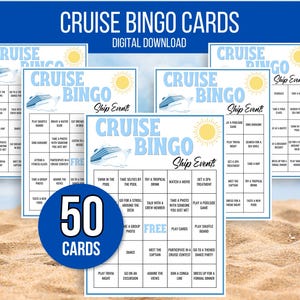 Cruise Bingo, 50 Printable Cruise Bingo Cards, Cruise Ship Activities ...