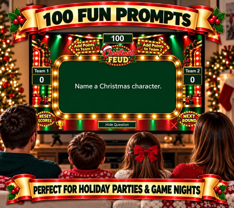 Christmas Friendly Feud Game, Christmas Friendly Feud Game, Friendly Feud Template, Friendly Feud, Christmas Activity, Christmas Party Game