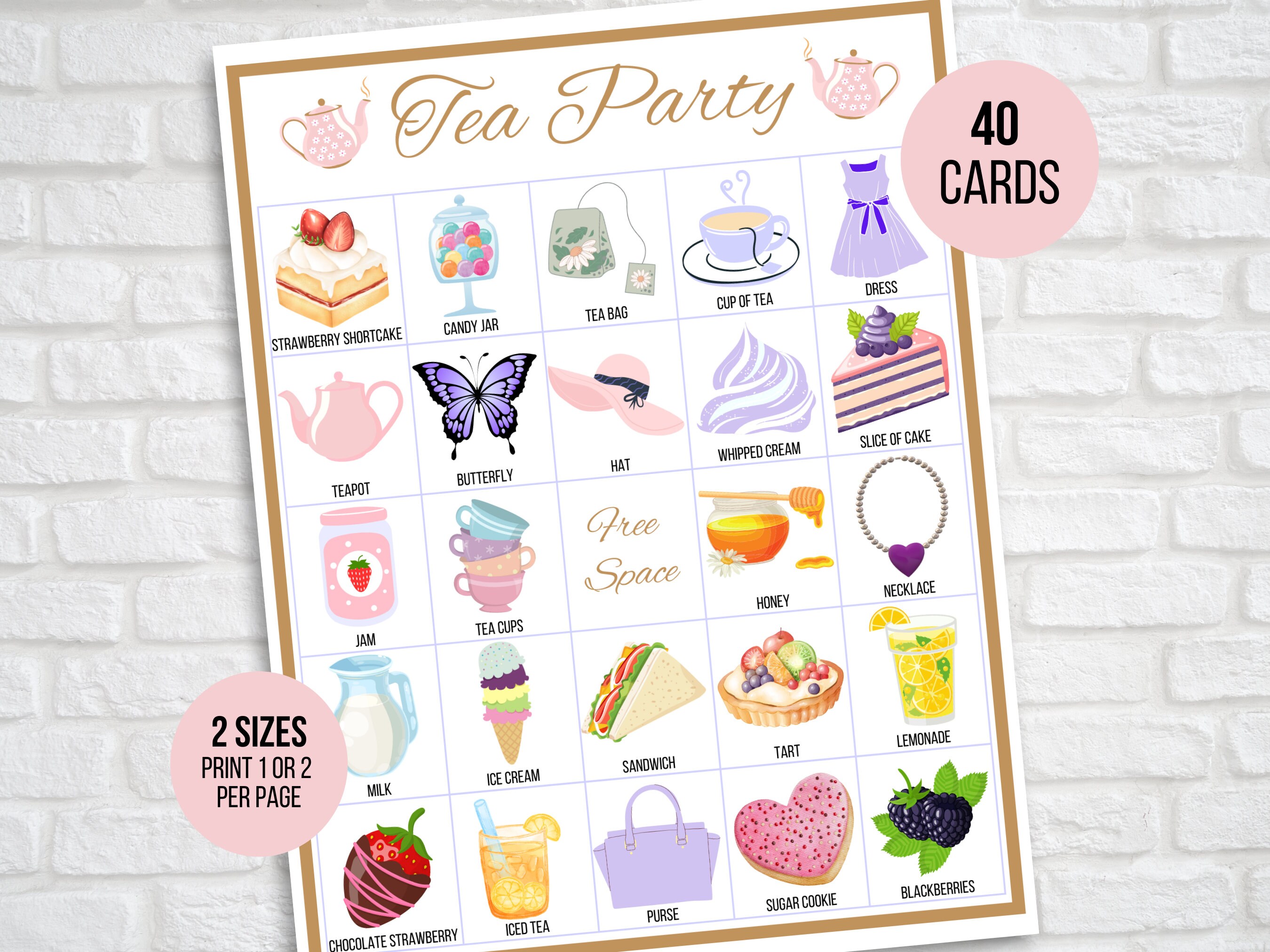  Tea Party Bingo Cards, Let's Par-Tea Game for 24 Players,  Garden Tea Party Games for Family Friends School Classroom Activities,  Holiday Party Favors Supplies Decorations(05) : Toys & Games