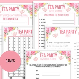 Tea Party Games Printable Bundle, Tea Party Activities, Ladies Tea ...