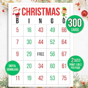 300 Cartões de Bingo de Natal, Bingo de Números de Natal, Jogos de Natal, Jogo de Festa de Natal, Atividade de Natal, Bingo de Carte de Natal, Inverno