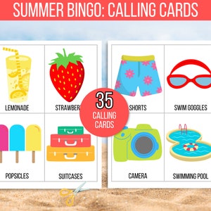 Summer Bingo, 30 Summer Bingo Cards, Summer Game, Summer Activity, Kid's Printable Bingo, Summer Bingo Game for Kids, Summer Vacation Bingo image 5