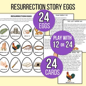 Printable Easter Story, Resurrection Story Cards, Resurrection Eggs, Easter Story Cards, Holy Week Cards, Easter Story Game, Easter Advent