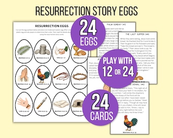 Printable Easter Story, Resurrection Story Cards, Resurrection Eggs, Easter Story Cards, Holy Week Cards, Easter Story Game, Easter Advent