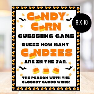 Candy Corn Guessing Game, Candy Corn Prize Game, Halloween Party Game, Teen Halloween Game, Halloween Games, Candy Corn Sign