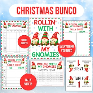 Christmas Bunco Score Sheet, Christmas Gnome Bunco, Christmas Bunco, Christmas Bunco Game, Christmas Bunco Scorecards, Bunco Tally Sheets