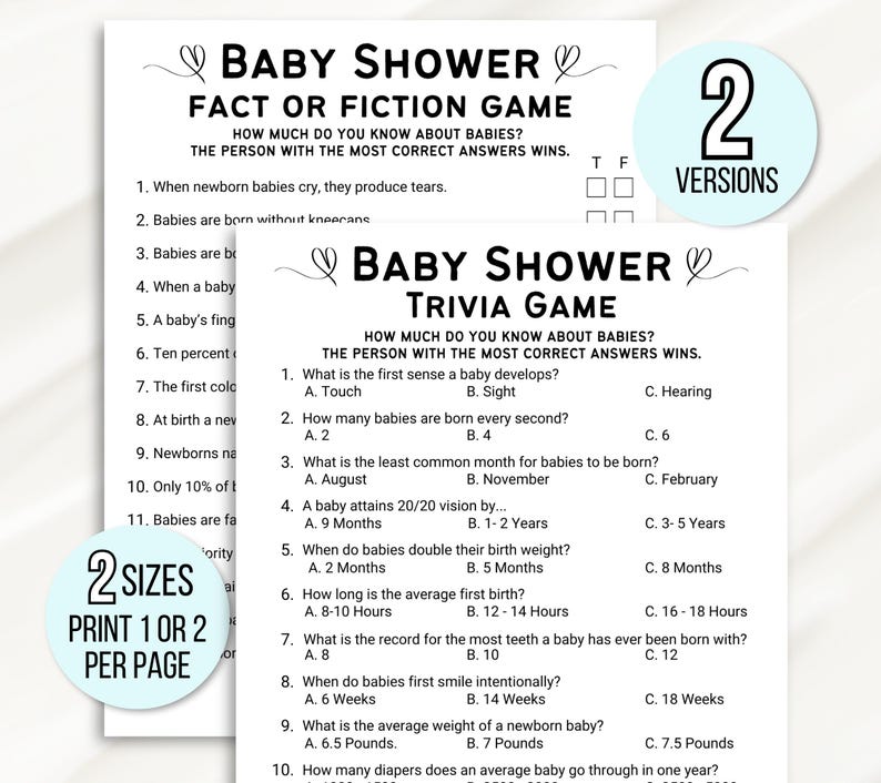 Baby Shower Trivia Game, Baby Trivia Game, Trivia Questions Baby Shower, Trivia Questions For Couples Baby Shower, Fun Baby Shower Games