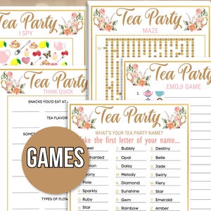 Tea Party Games Printable, Tea Party Activities, Girls Tea Party Games ...