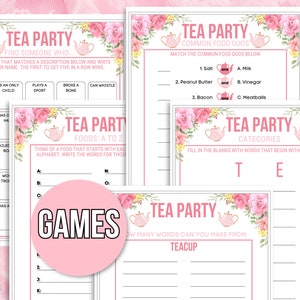 Tea Party Games Printable Bundle, Tea Party Activities, Ladies Tea ...