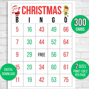 300 Christmas Bingo Cards, 1, 2, or 4 Per Page, Christmas Party Game, Christmas Activity, Christmas Game, Carte Bingo for Kids, Winter Bingo