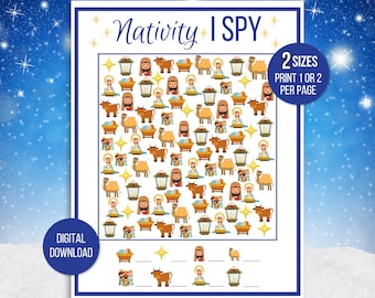Nativity I Spy, Holiday I Spy, Nativity Seek and Find, Christmas Classroom Activity, Christmas Game, Printable I Spy Game, I Spy Christmas