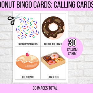 Donut Bingo, 30 Printable Donut Bingo Cards, Donut Birthday, Donut ...