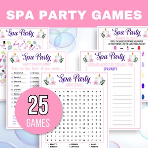 Spa Party Games Printable, Spa Party Activities, Girls Spa Party Games, Spa Game Bundle, Kids Spa Party Birthday Games, Spa Bingo