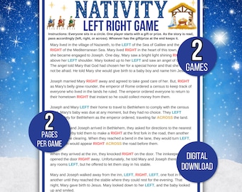 Left Right Nativity Story, Left Right Christmas Game, Left Right Nativity Game, Right Left Game, Pass the Prize Game, Church Christmas Game