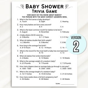Baby Shower Trivia Game, Baby Trivia Game, Trivia Questions Baby Shower, Trivia Questions For Couples Baby Shower, Fun Baby Shower Games