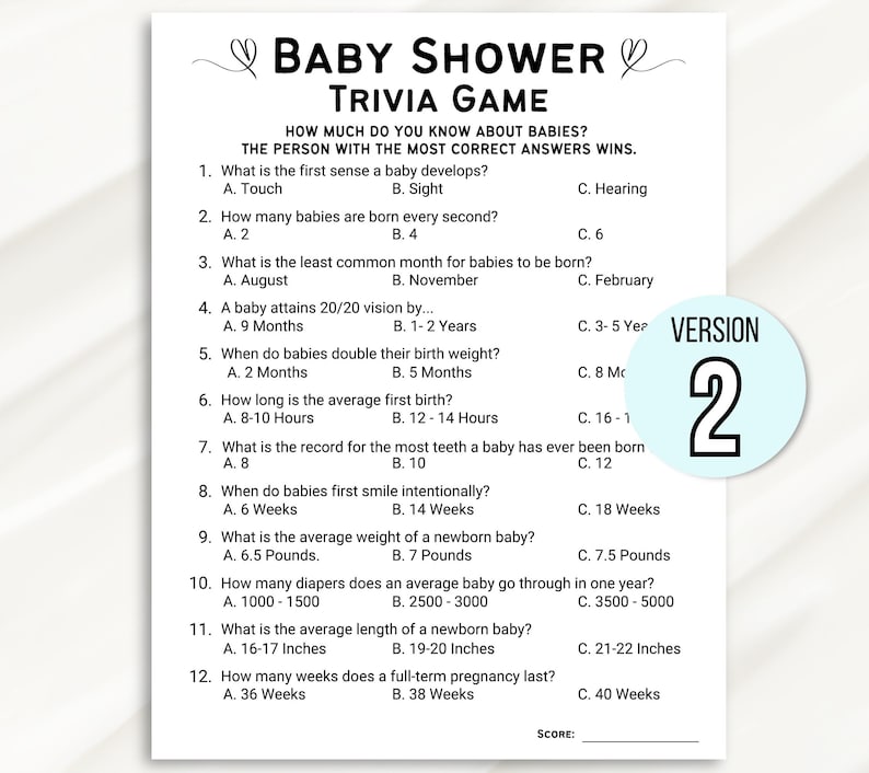 Baby Shower Trivia Game, Baby Trivia Game, Trivia Questions Baby Shower, Trivia Questions For Couples Baby Shower, Fun Baby Shower Games