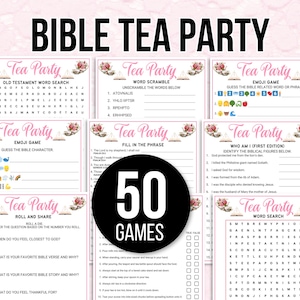 Christian Tea Party Games, Bible Tea Party Games, Women's Ministry Tea Party Games, Bible Trivia Games, Bible Activities, Church Tea Bundle