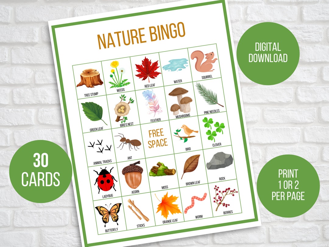 Nature Bingo 30 Printable Nature Bingo Cards Nature Party - Etsy