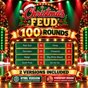 Christmas Friendly Feud Game, Christmas Friendly Feud Game, Friendly Feud Template, Friendly Feud, Christmas Activity, Christmas Party Game