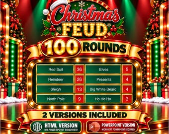 Christmas Friendly Feud Game, Christmas Friendly Feud Game, Friendly Feud Template, Friendly Feud, Christmas Activity, Christmas Party Game