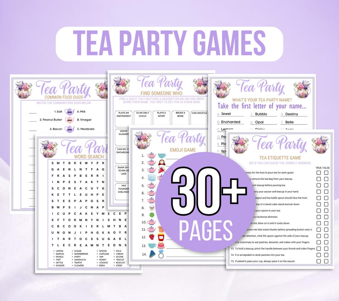 Tea Party Games Printable, Tea Party Activities, Girls Tea Party Games ...