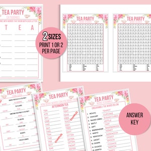 Tea Party Games Printable Bundle, Tea Party Activities, Ladies Tea ...
