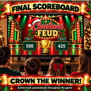 Christmas Friendly Feud Game, Christmas Friendly Feud Game, Friendly Feud Template, Friendly Feud, Christmas Activity, Christmas Party Game