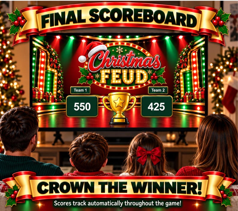 Christmas Friendly Feud Game, Christmas Friendly Feud Game, Friendly Feud Template, Friendly Feud, Christmas Activity, Christmas Party Game