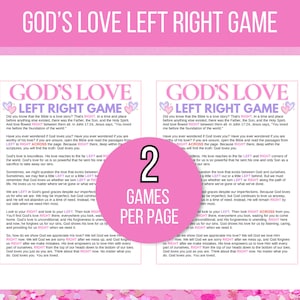 Gods Love Left Right Game, Left Right Gods Love Game, Gods Love Pass the Prize Game, Church Gift Exchange Game, Sunday School Prize Game