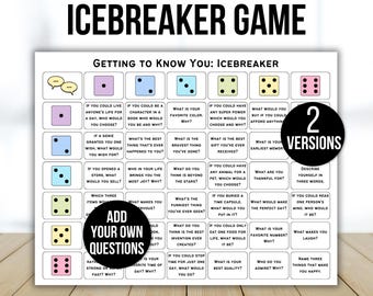 Icebreaker Game, Icebreaker Activity, Team Building Game, Table Talk Dice, Roll and Tell Game, Getting to Know You Game, Icebreaker Question